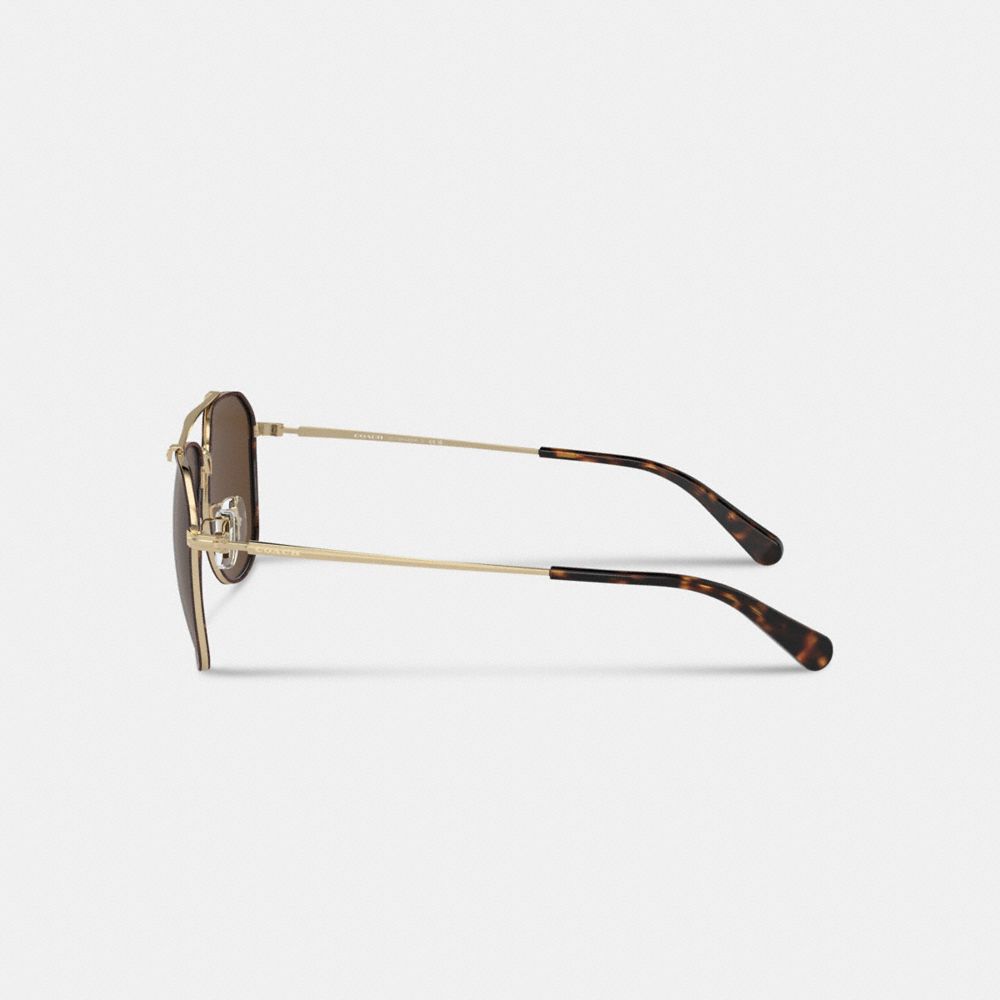 Coach Metal Windsor Pilot Sunglasses Dark Brown | COH867057