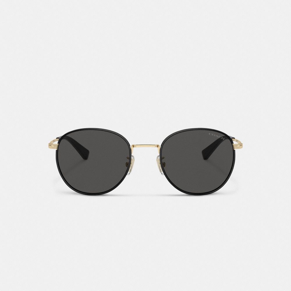 Coach Metal Windsor Round Sunglasses Black/Shiny Light Gold | COH867055
