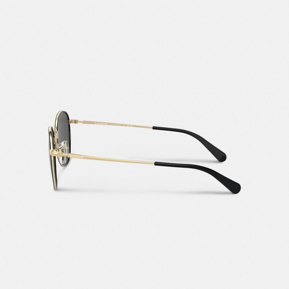 Coach Metal Windsor Round Sunglasses Black/Shiny Light Gold | COH867055