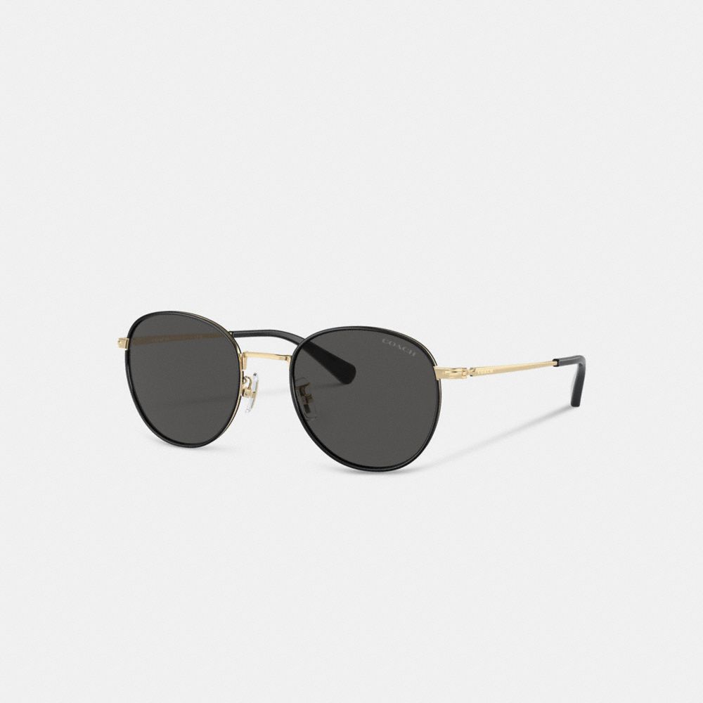 Coach Metal Windsor Round Sunglasses Black/Shiny Light Gold | COH867055