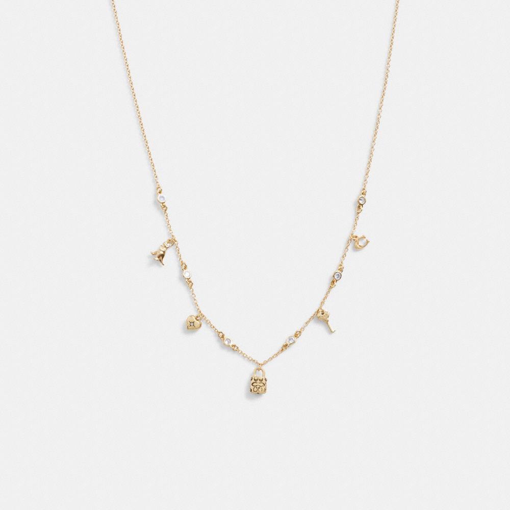 Coach Mini Iconic Charm Necklace Gold | COH866189