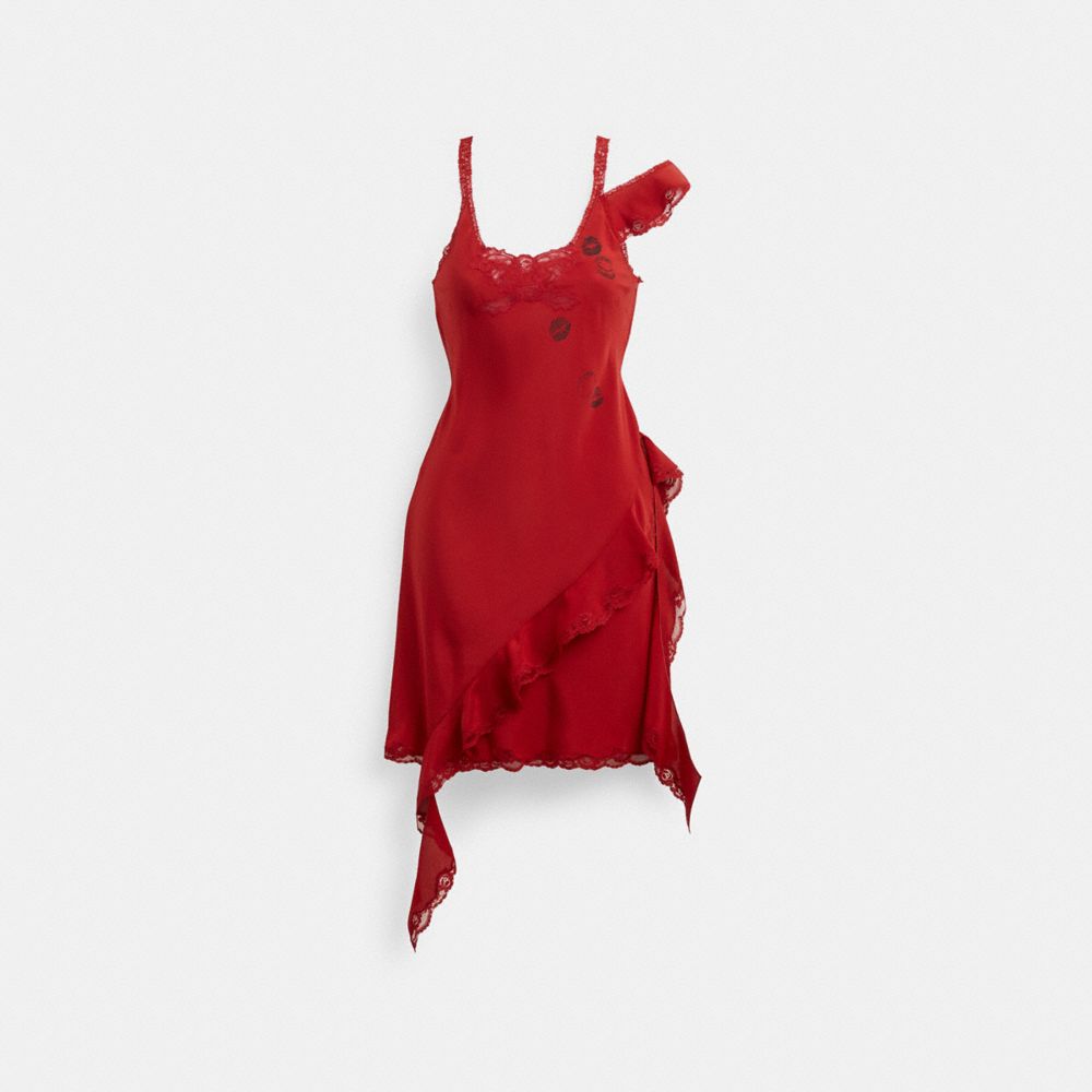 Coach Mini Ruffle Dress Red | COH866059