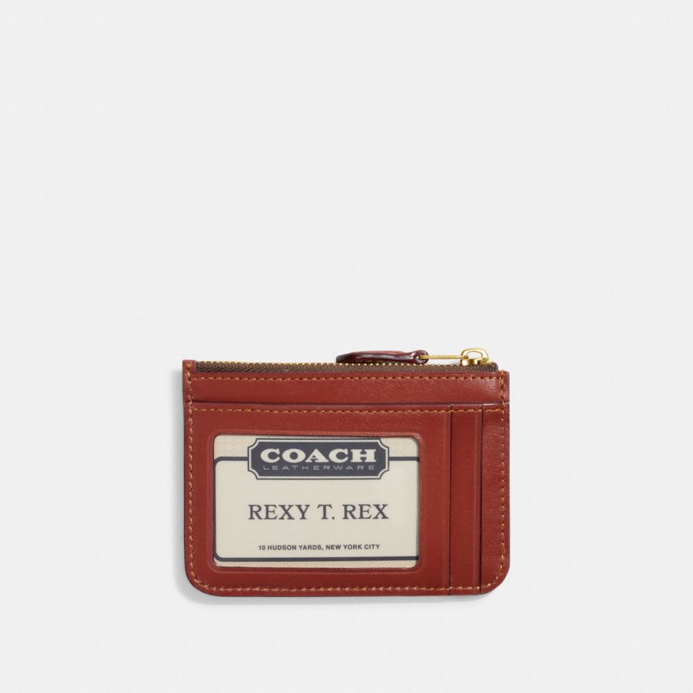 Coach Mini Skinny Id Case In Signature Canvas Coated Canvas/Brass/Tan/Rust | COH865712