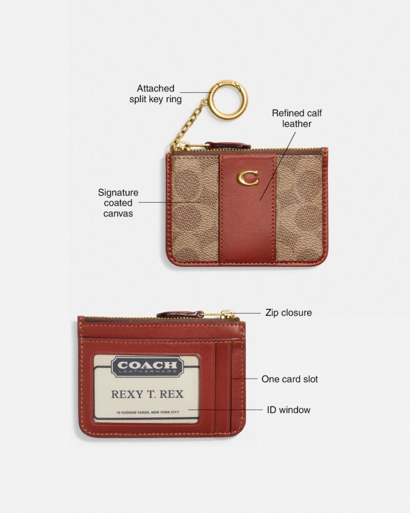 Coach Mini Skinny Id Case In Signature Canvas Coated Canvas/Brass/Tan/Rust | COH865712