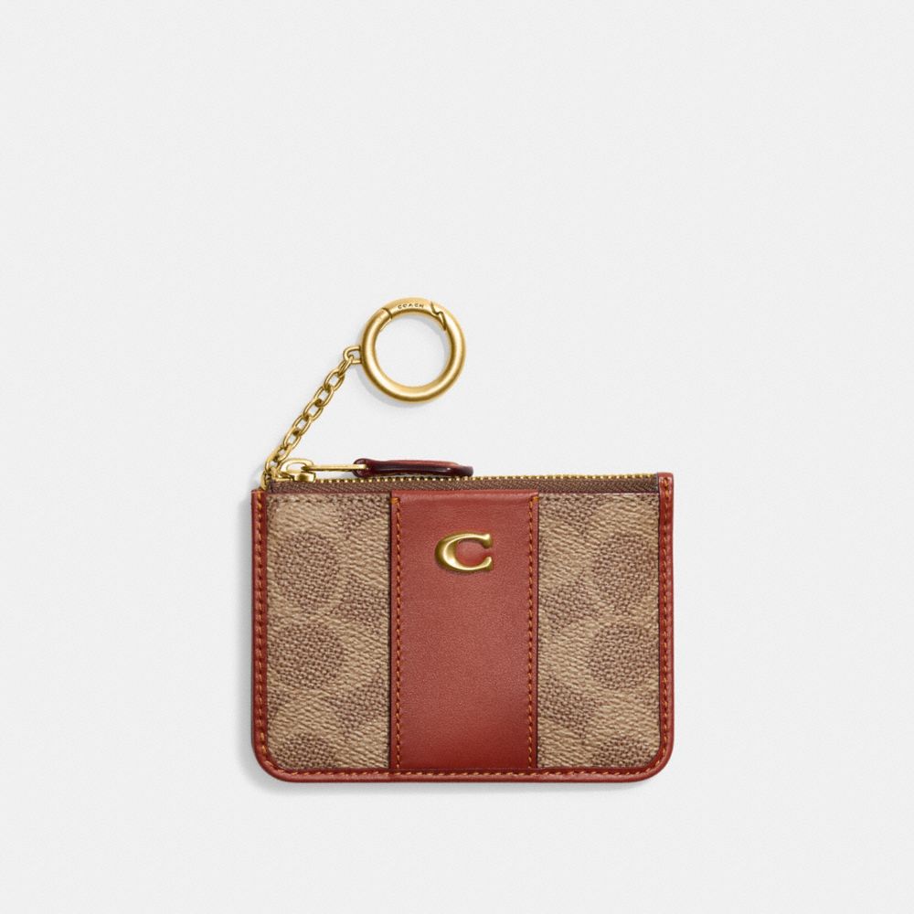 Coach Mini Skinny Id Case In Signature Canvas Coated Canvas/Brass/Tan/Rust | COH865712