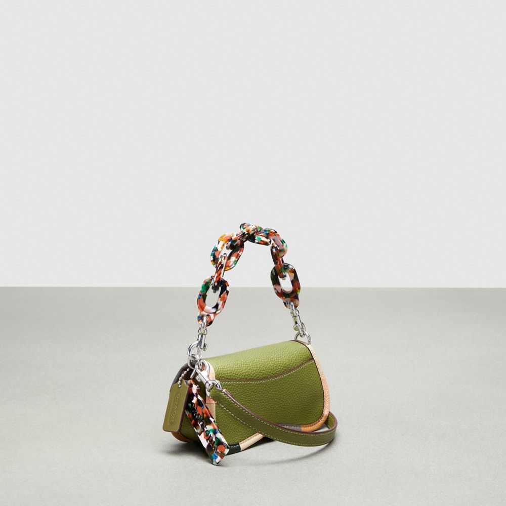 Coach Mini Wavy Dinky Bag With Colorful Binding In Upcrafted Leather Coachtopia Leather/Olive Green Multi | COH865372