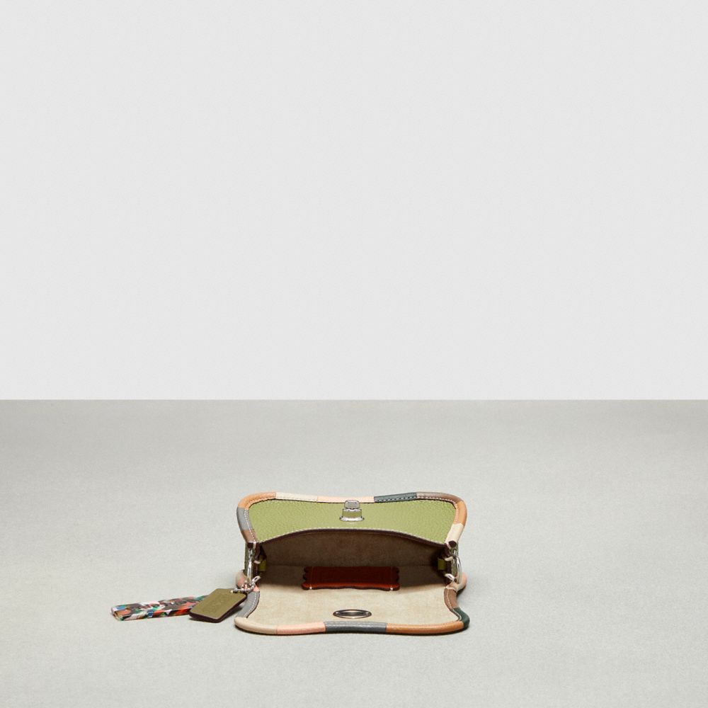 Coach Mini Wavy Dinky Bag With Colorful Binding In Upcrafted Leather Coachtopia Leather/Olive Green Multi | COH865372