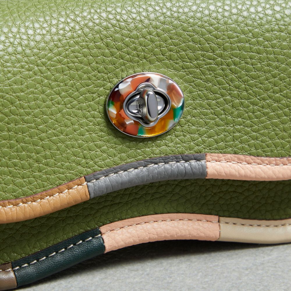 Coach Mini Wavy Dinky Bag With Colorful Binding In Upcrafted Leather Coachtopia Leather/Olive Green Multi | COH865372