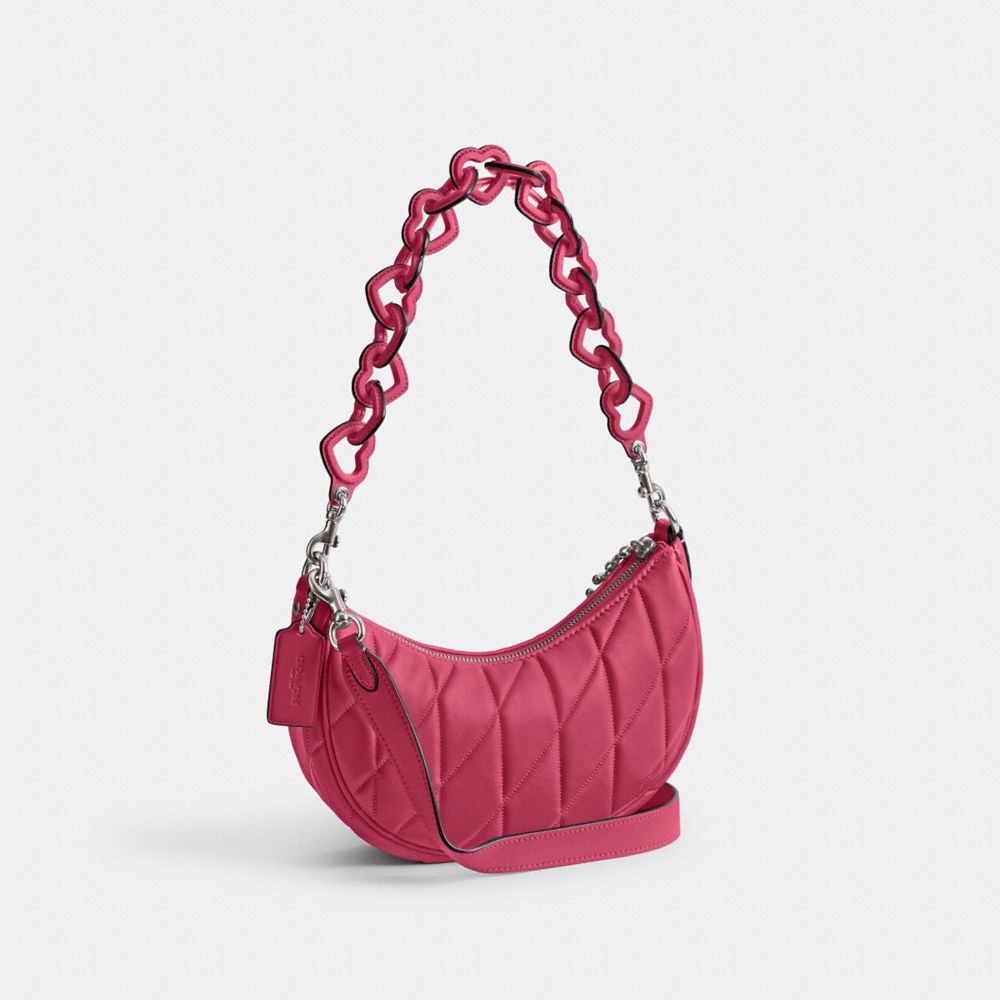 Coach Mira Shoulder Bag With Pillow Quilting And Heart Strap Nappa Leather/Silver/Petunia | COH865302