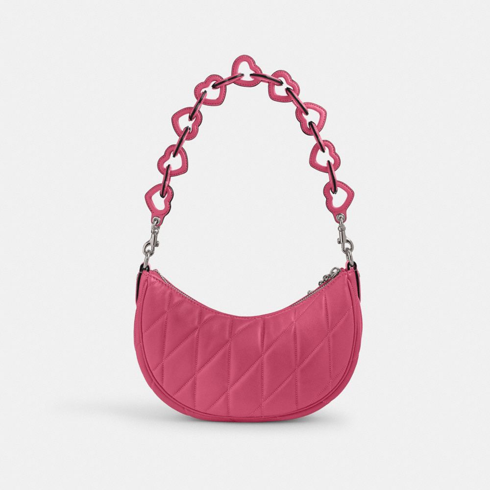 Coach Mira Shoulder Bag With Pillow Quilting And Heart Strap Nappa Leather/Silver/Petunia | COH865302