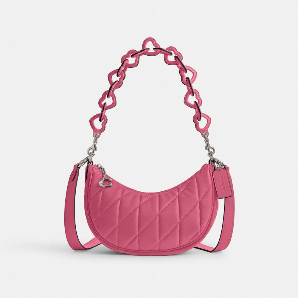 Coach Mira Shoulder Bag With Pillow Quilting And Heart Strap Nappa Leather/Silver/Petunia | COH865302
