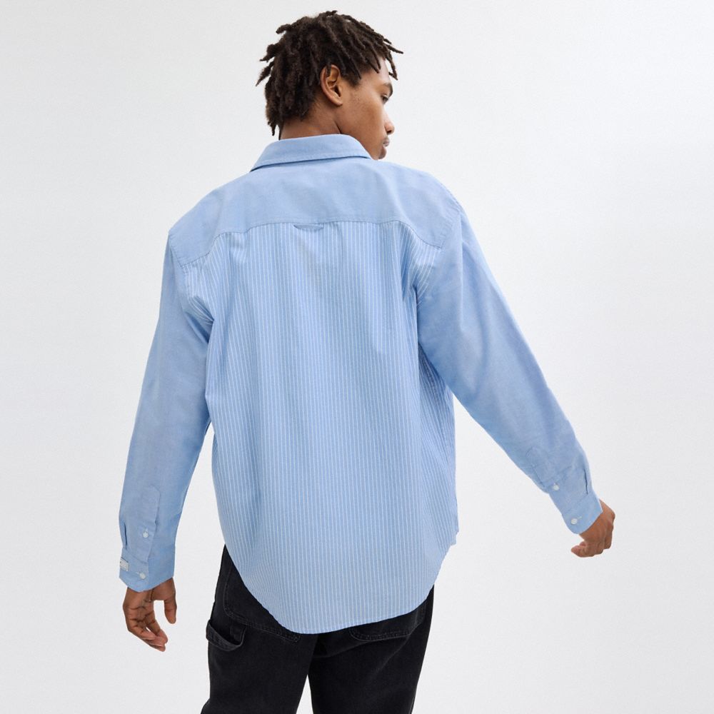 Coach Mix Media Shirt Blue/White | COH866917
