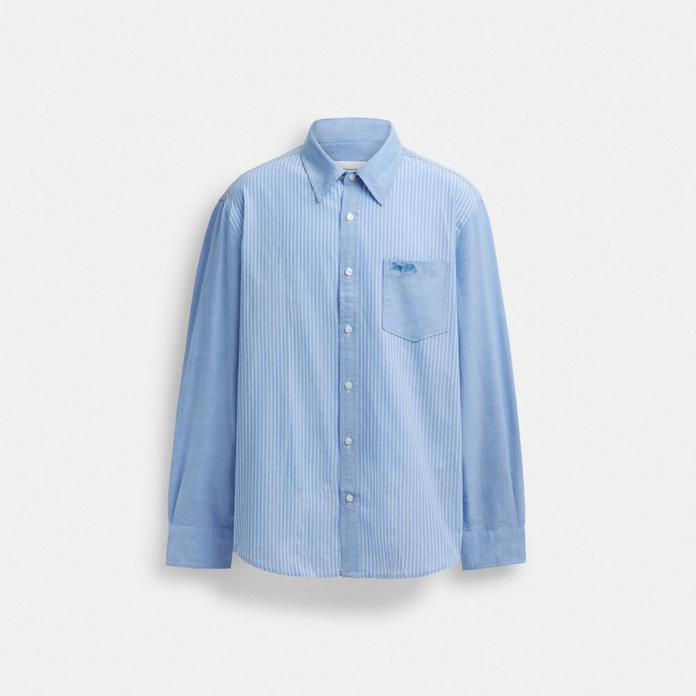 Coach Mix Media Shirt Blue/White | COH866917