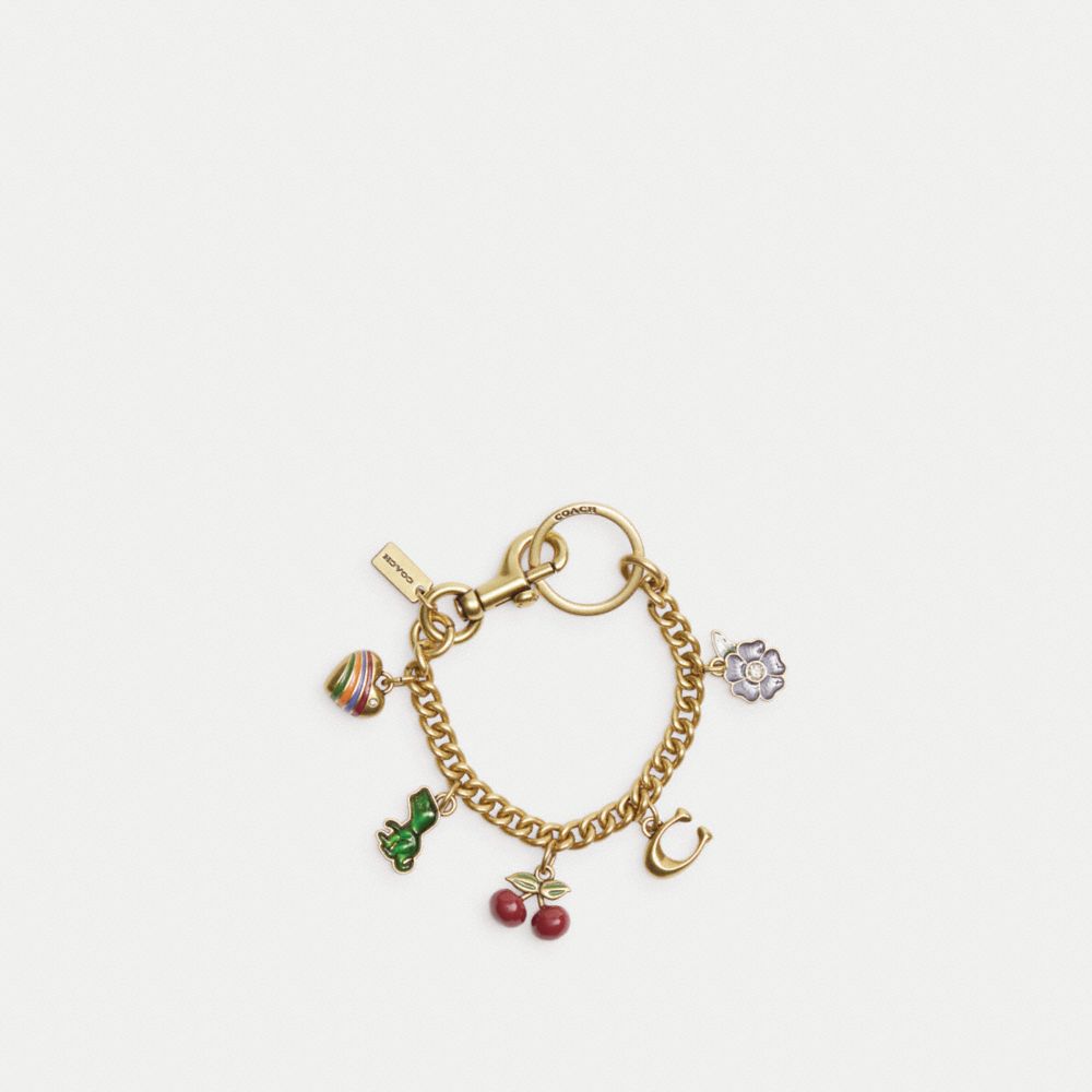 Coach Motif Chain Bag Charm Brass/Multi | COH866473