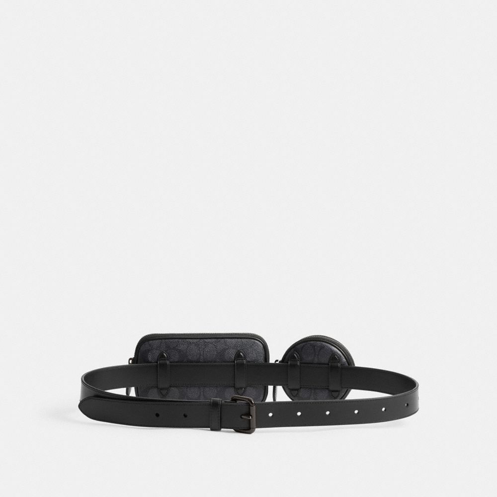 Coach Multi Pouch Belt Bag In Signature Canvas Charcoal | COH866682