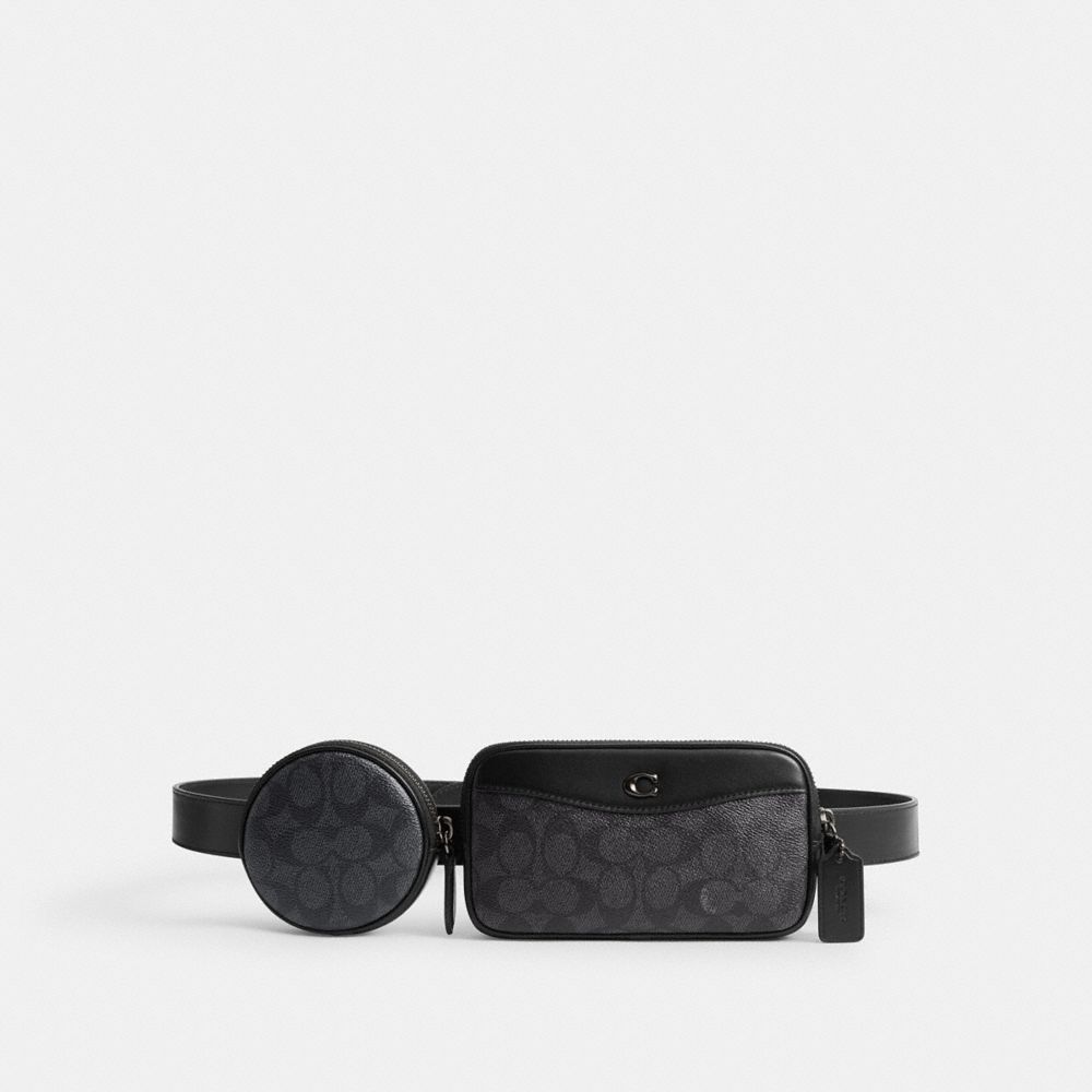 Coach Multi Pouch Belt Bag In Signature Canvas Charcoal | COH866682
