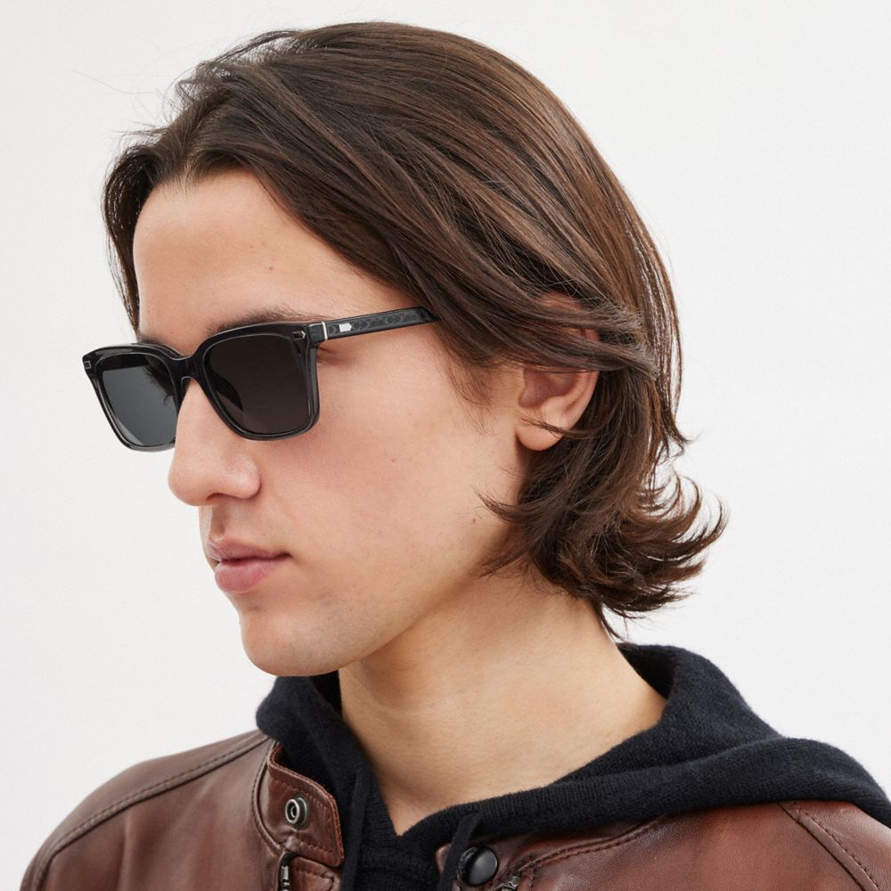 Coach Narrow Square Sunglasses Transparent Dark Grey | COH867067