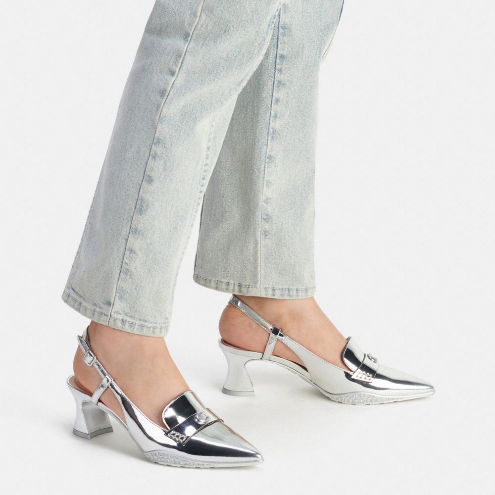 Coach Nikola Hybrid Slingback In Silver Metallic Silver | COH865743