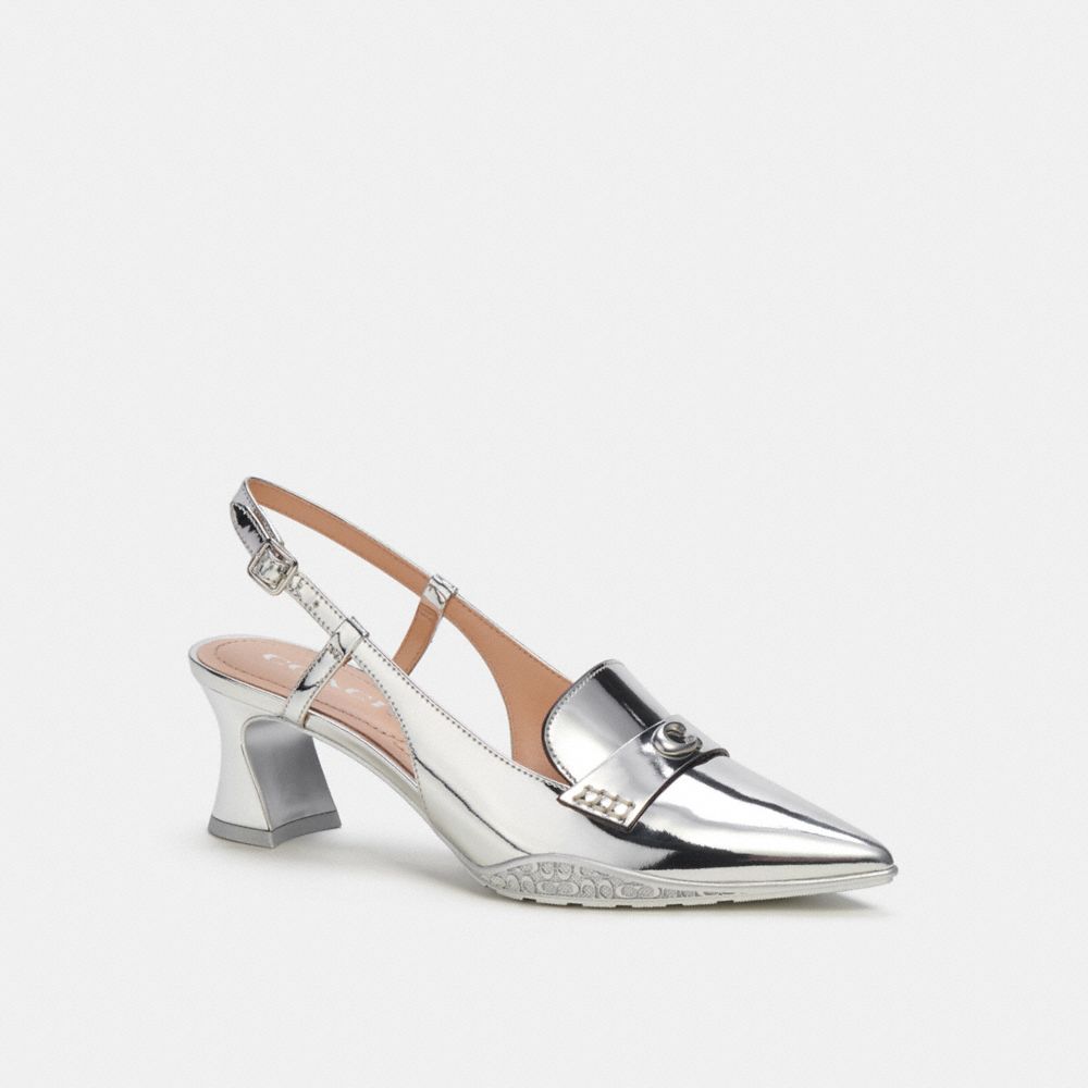 Coach Nikola Hybrid Slingback In Silver Metallic Silver | COH865743