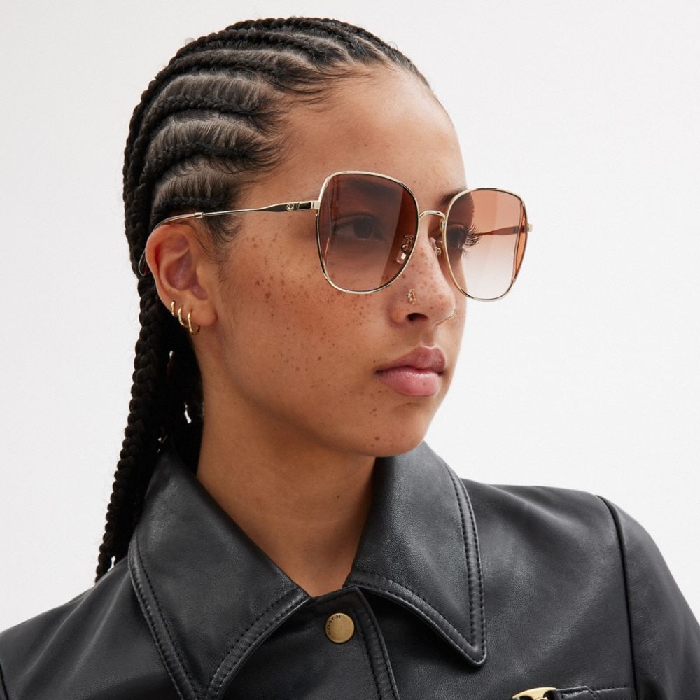 Coach Oversized Butterfly Sunglasses Peach Blush Multi | COH866371