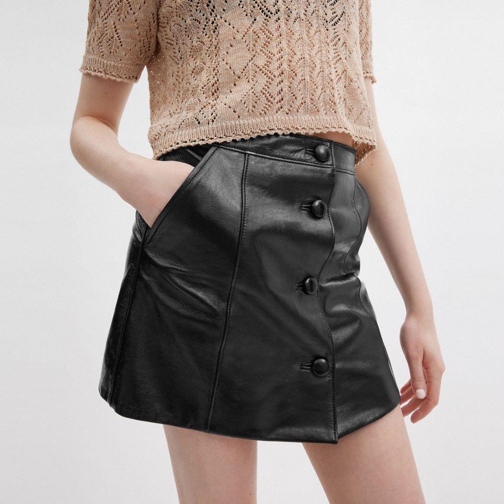 Coach Patent Leather Mini Skirt Black | COH866030