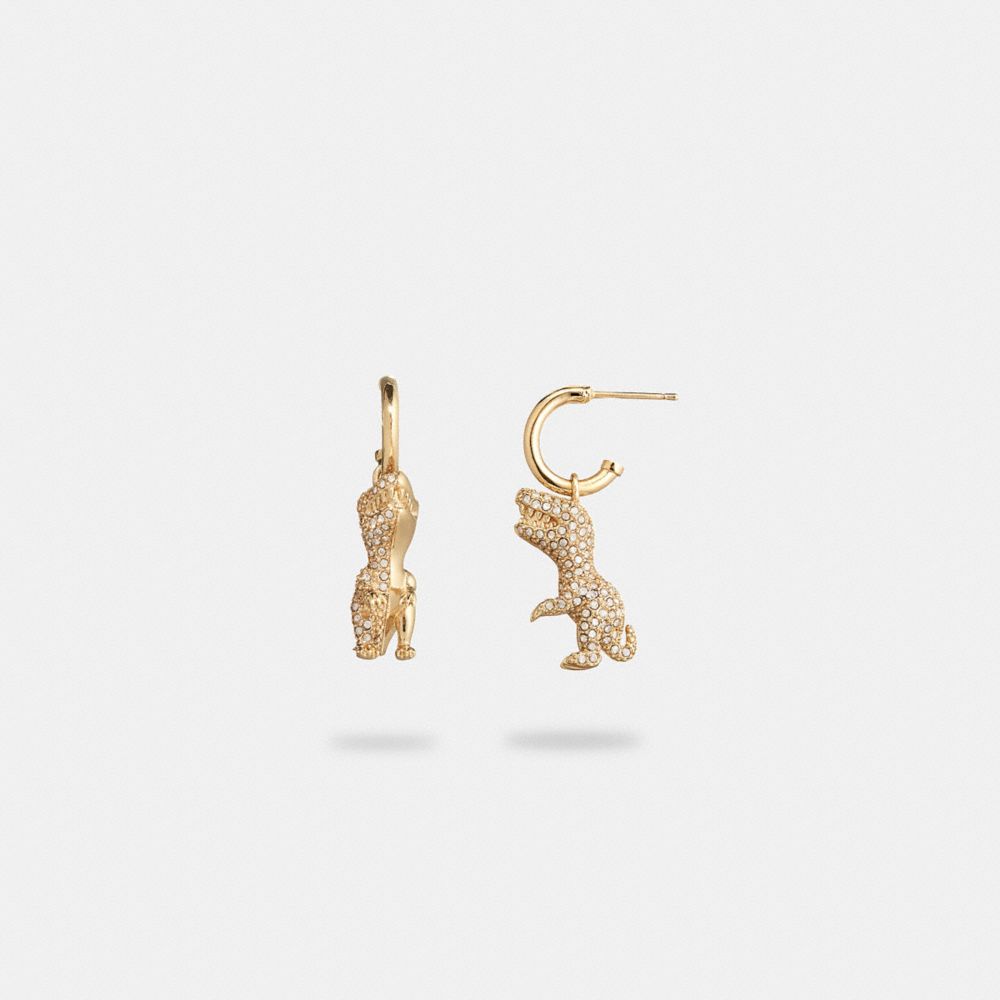 Coach Pavé Rexy Huggie Earrings Gold/Crystal | COH866217
