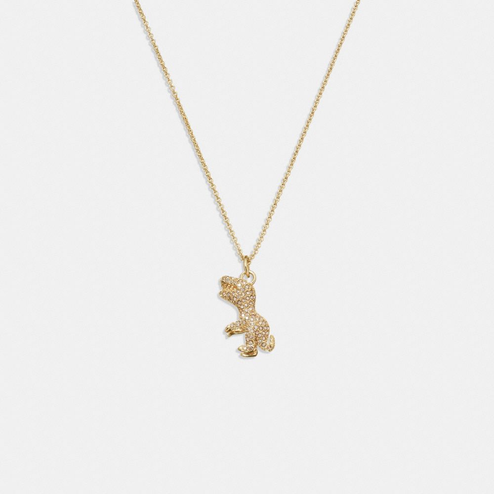Coach Pavé Rexy Necklace Gold/Crystal | COH866172
