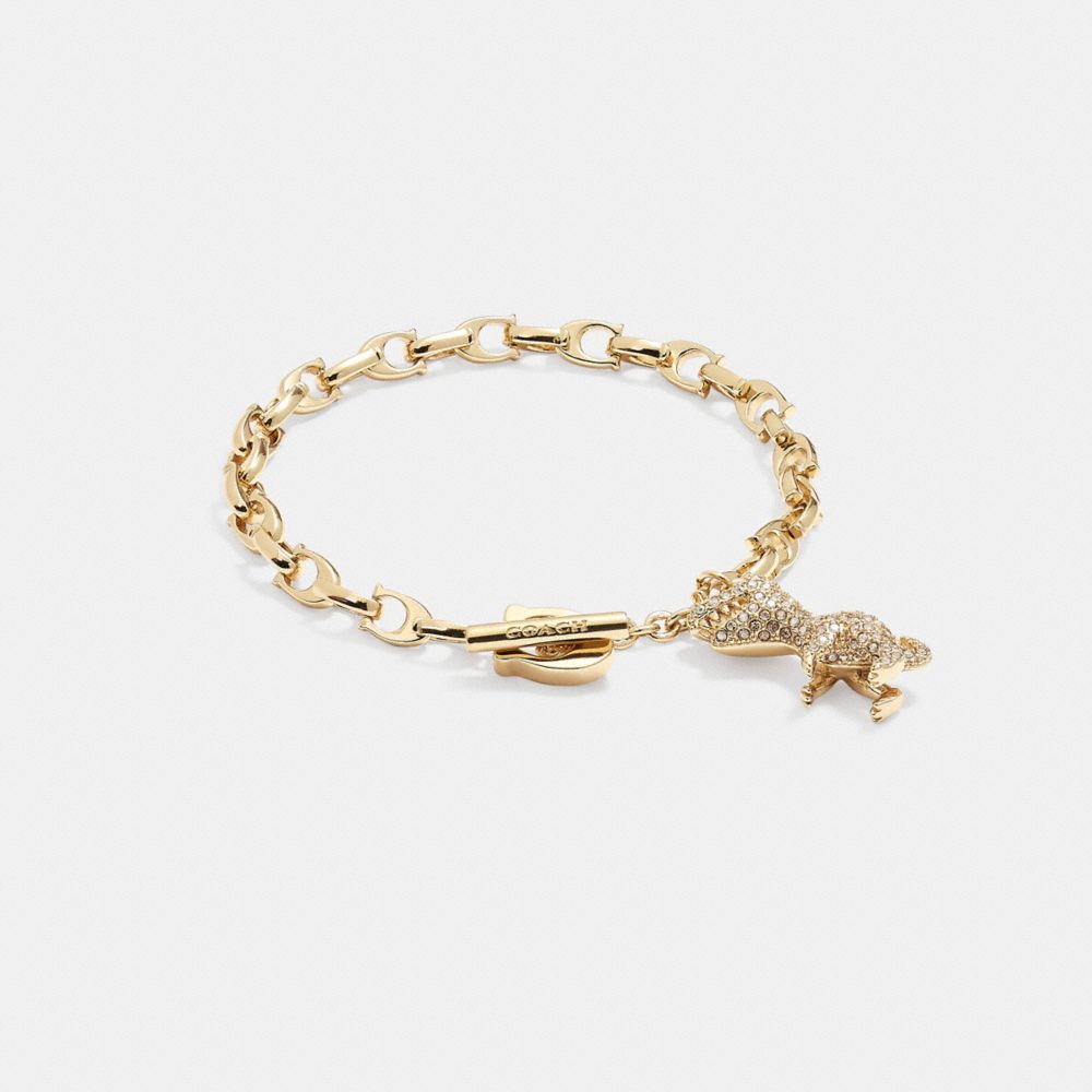 Coach Pavé Rexy Signature Chain Bracelet Gold/Crystal | COH866148
