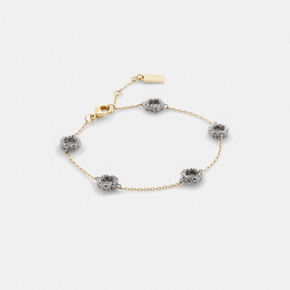 Coach Pavé Tea Rose Linear Bracelet Gold | COH866153