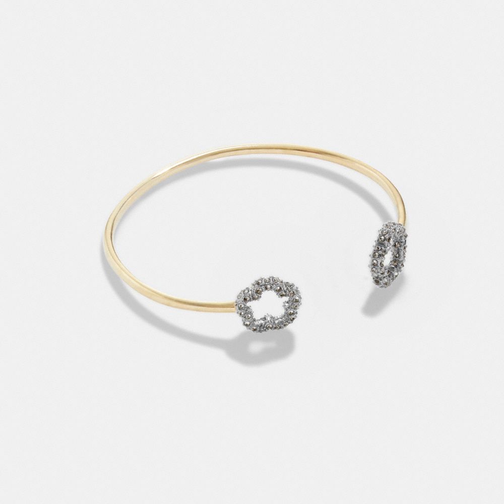 Coach Pavé Tea Rose Open Cuff Bracelet Gold | COH866126
