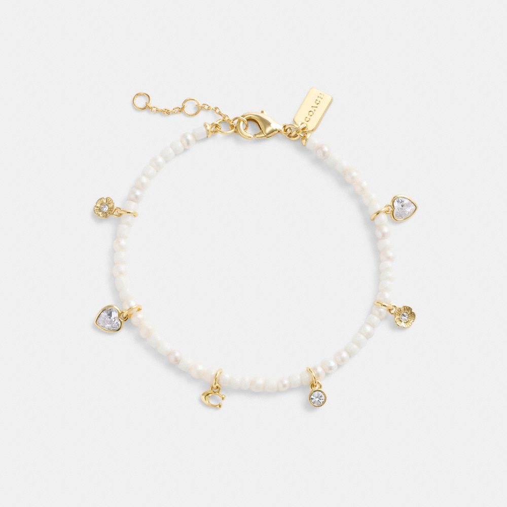 Coach Pearl Charm Bracelet Gold/Pearl | COH866206