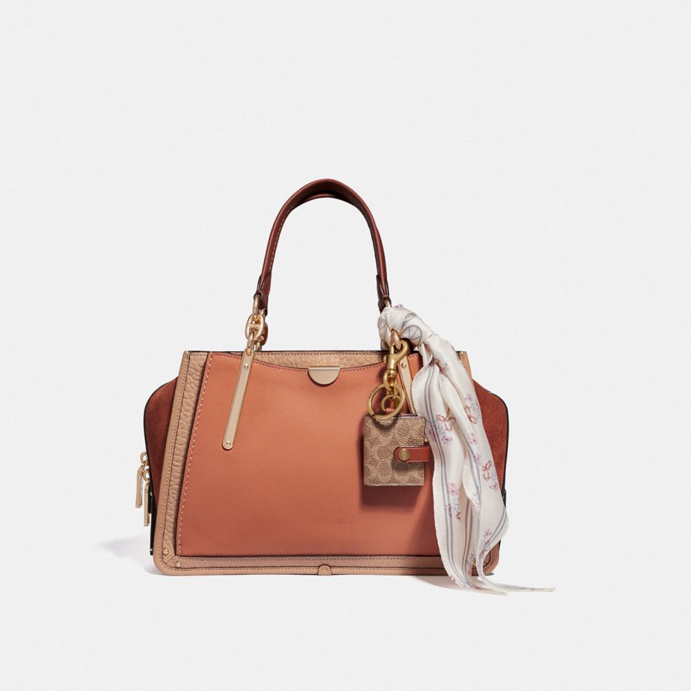 Coach Picture Frame Bag Charm In Signature Canvas Brass/Khaki | COH866462