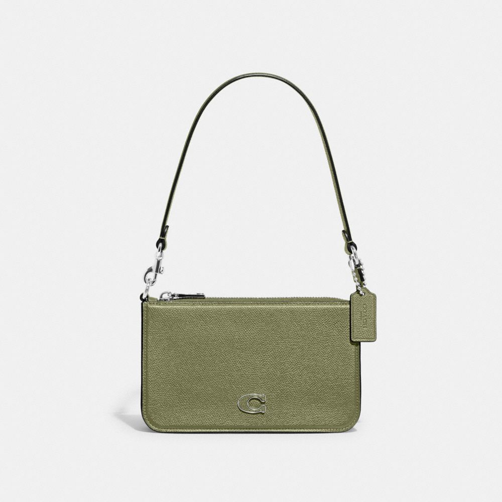 Coach Pouch Bag With Signature Canvas Moss | COH865205