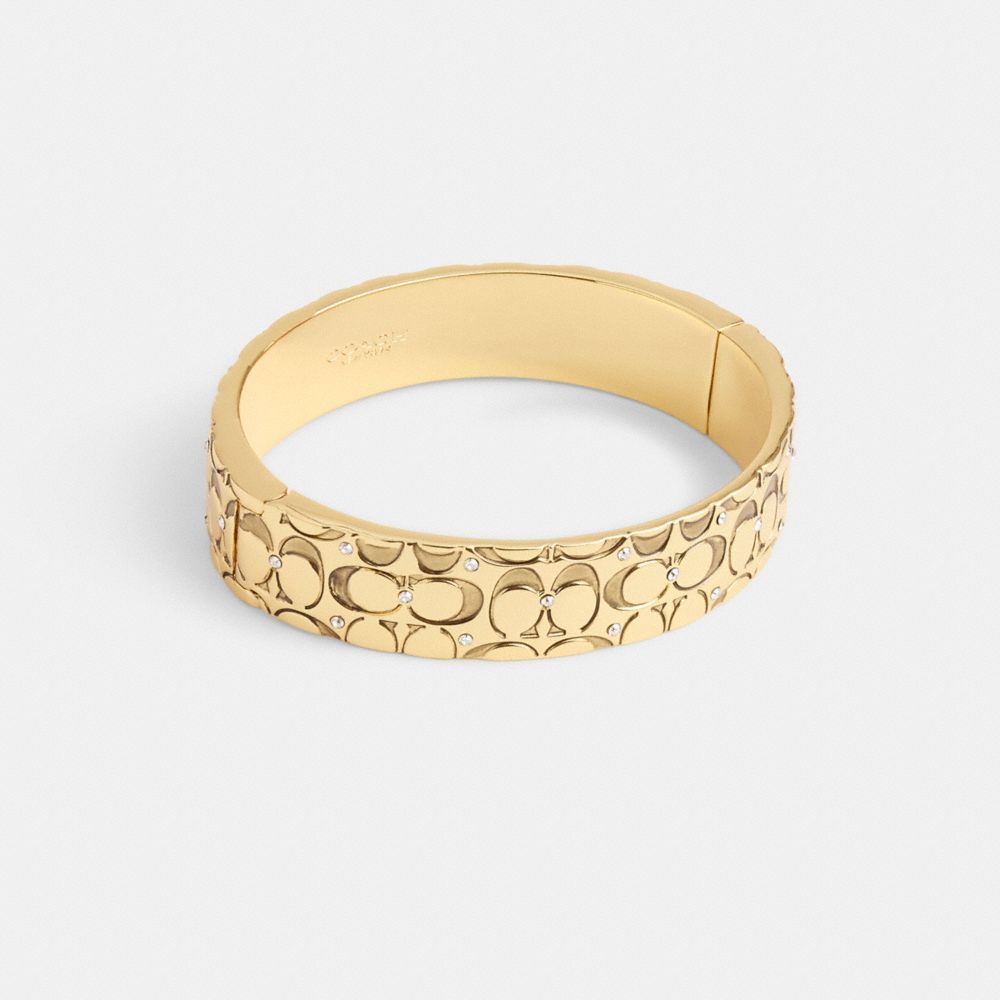 Coach Quilted Signature Hinged Bangle Gold/Black | COH866195