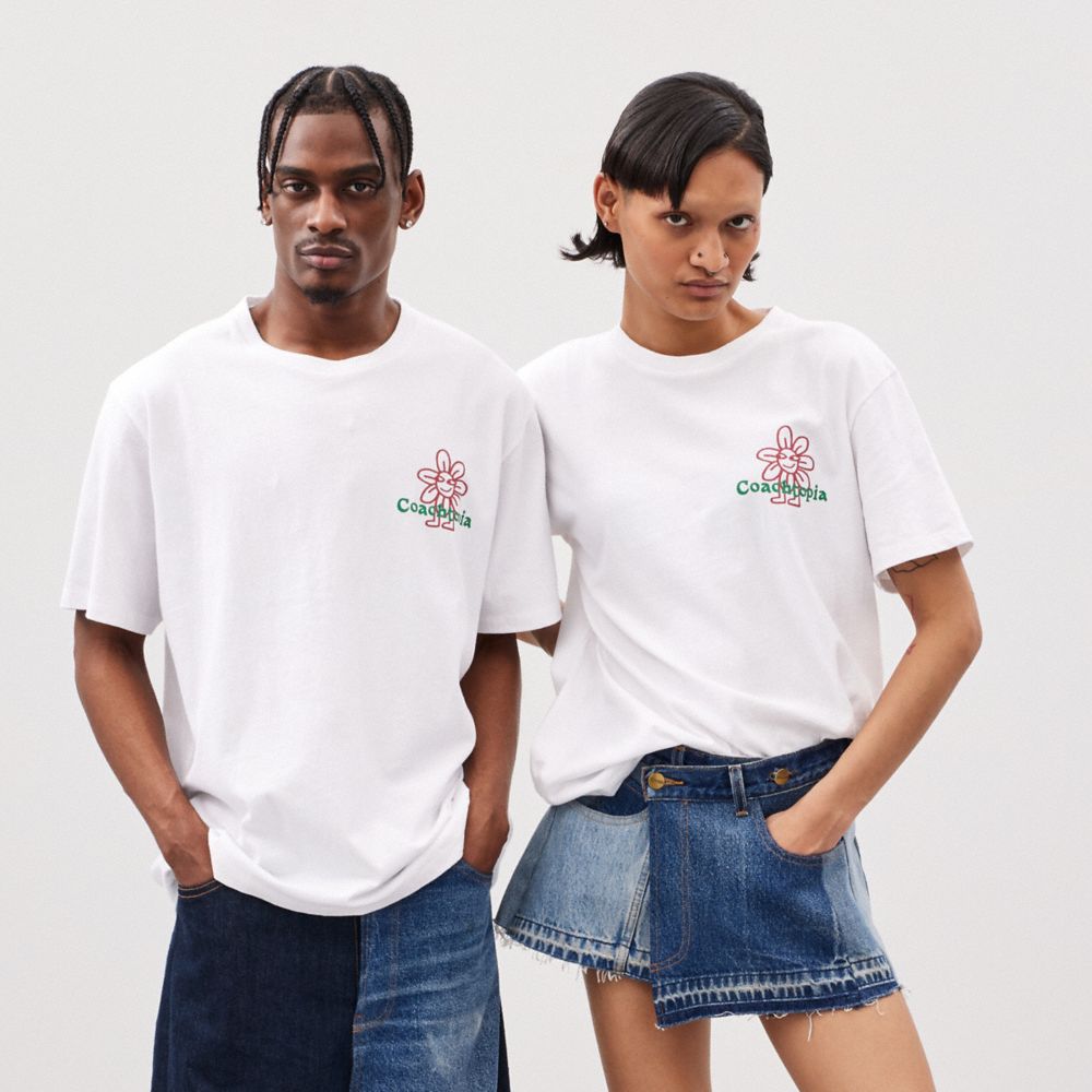 Coach Relaxed T Shirt In 97% Recycled Cotton: Flower Watcher White | COH865967