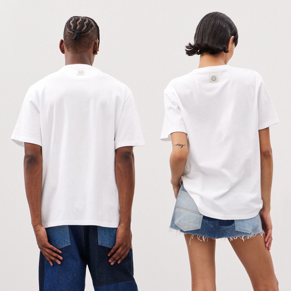 Coach Relaxed T Shirt In 97% Recycled Cotton: Flower Watcher White | COH865967