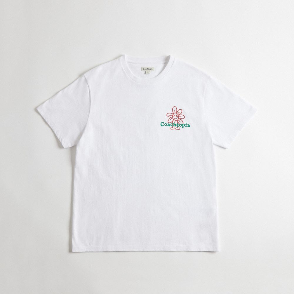 Coach Relaxed T Shirt In 97% Recycled Cotton: Flower Watcher White | COH865967