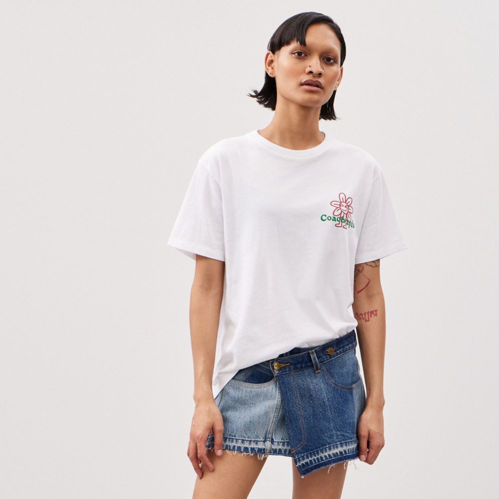 Coach Relaxed T Shirt In 97% Recycled Cotton: Flower Watcher White | COH866913