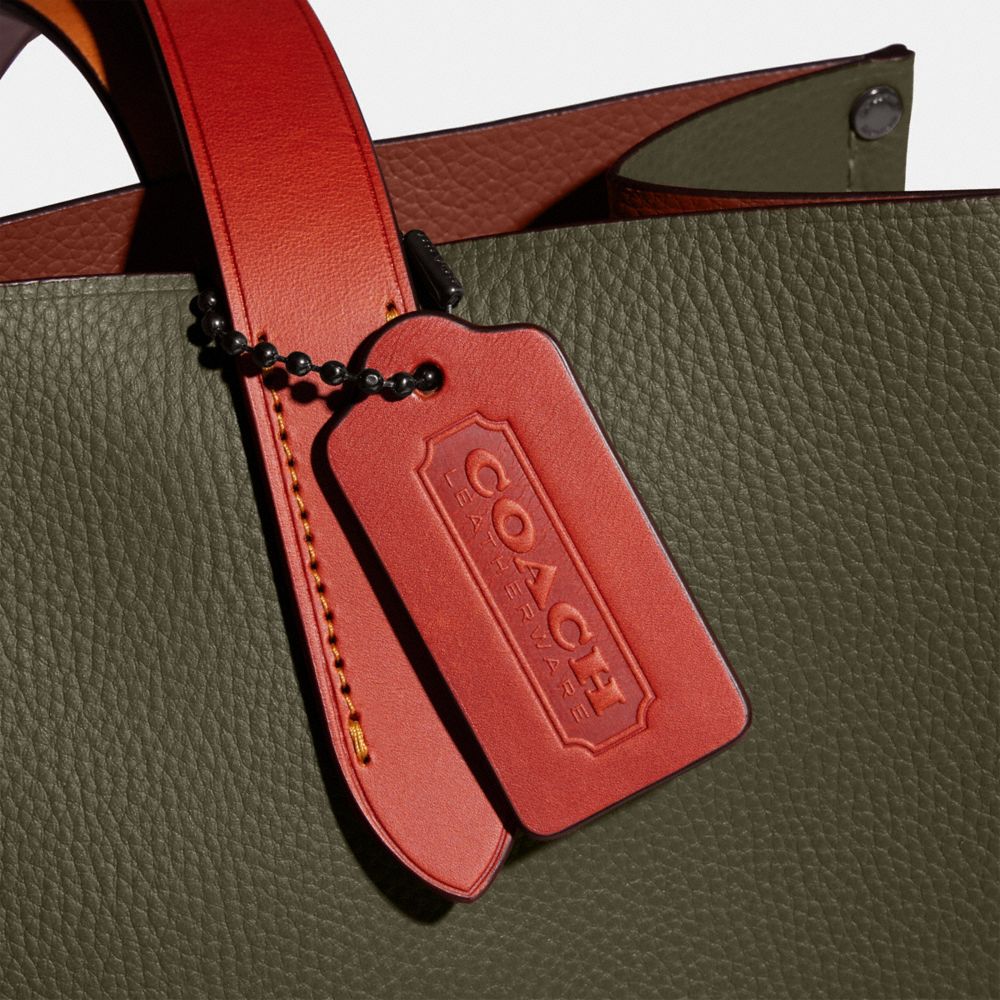 Coach Relay Tote Bag 34 Polished Pebble Leather/Army Green | COH866524
