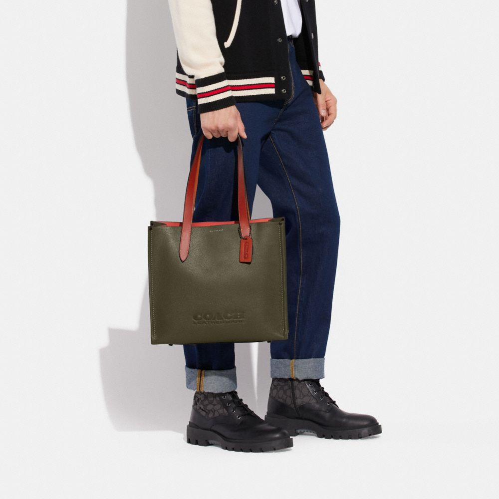 Coach Relay Tote Bag 34 Polished Pebble Leather/Army Green | COH866524