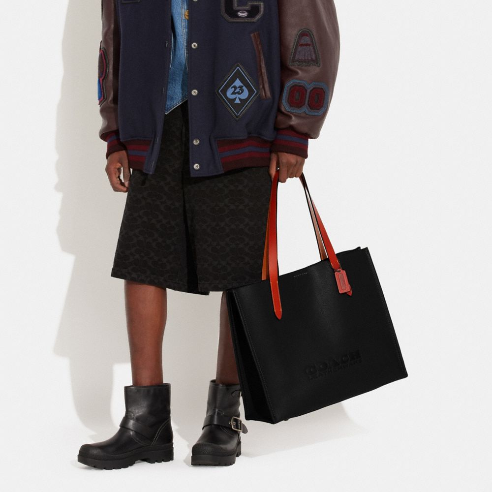 Coach Relay Tote Bag Polished Pebble Leather/Black | COH865039
