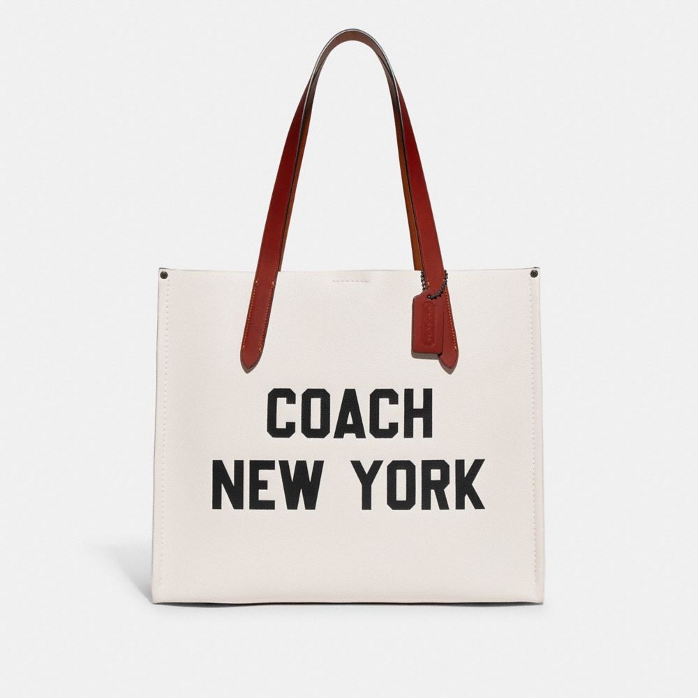 Coach Relay Tote Bag With Graphic Polished Pebble Leather/Chalk Multi | COH866527