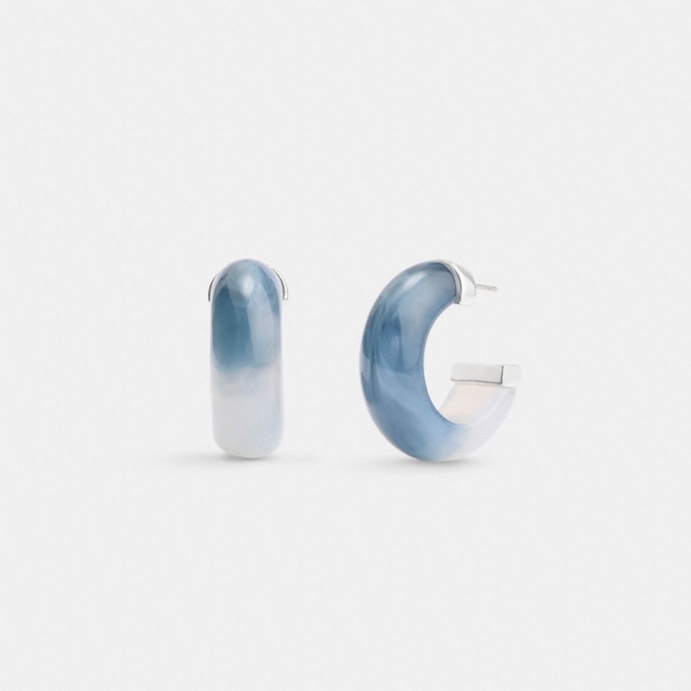 Coach Resin Tie Dye Hoop Earrings Silver/Blue | COH866223