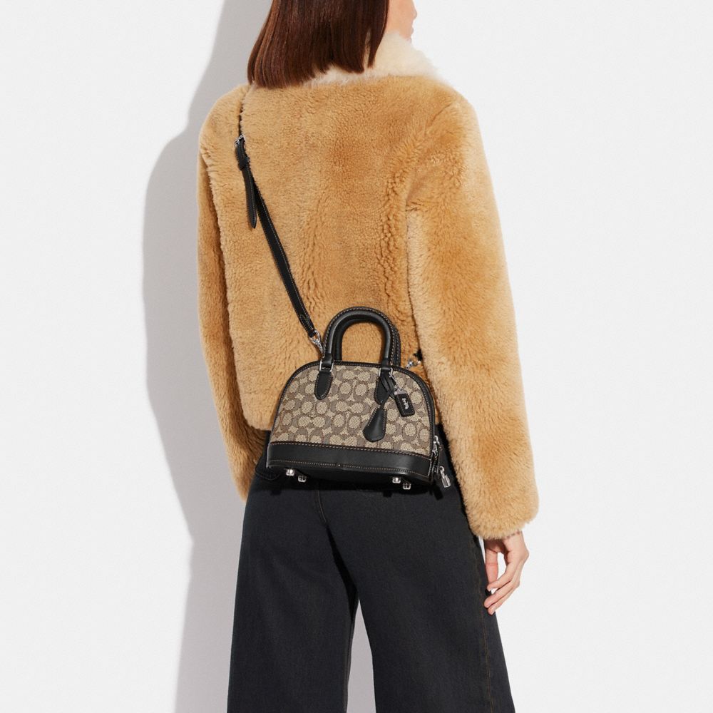 Coach Revel Bag 24 In Signature Textile Jacquard Silver/Cocoa Black | COH865144