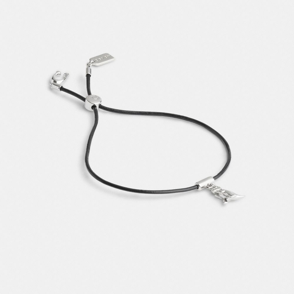 Coach Rexy Leather Slider Bracelet Silver/Black | COH866230
