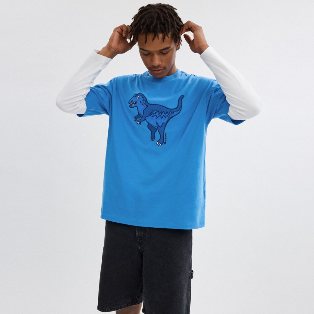 Coach Rexy T Shirt In Organic Cotton Blue | COH866906