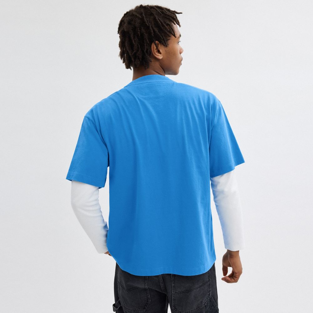 Coach Rexy T Shirt In Organic Cotton Blue | COH866906