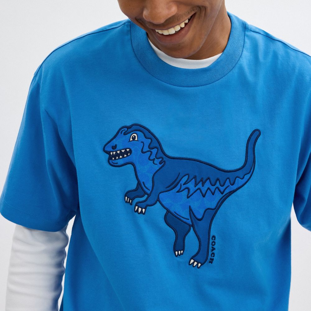 Coach Rexy T Shirt In Organic Cotton Blue | COH866906