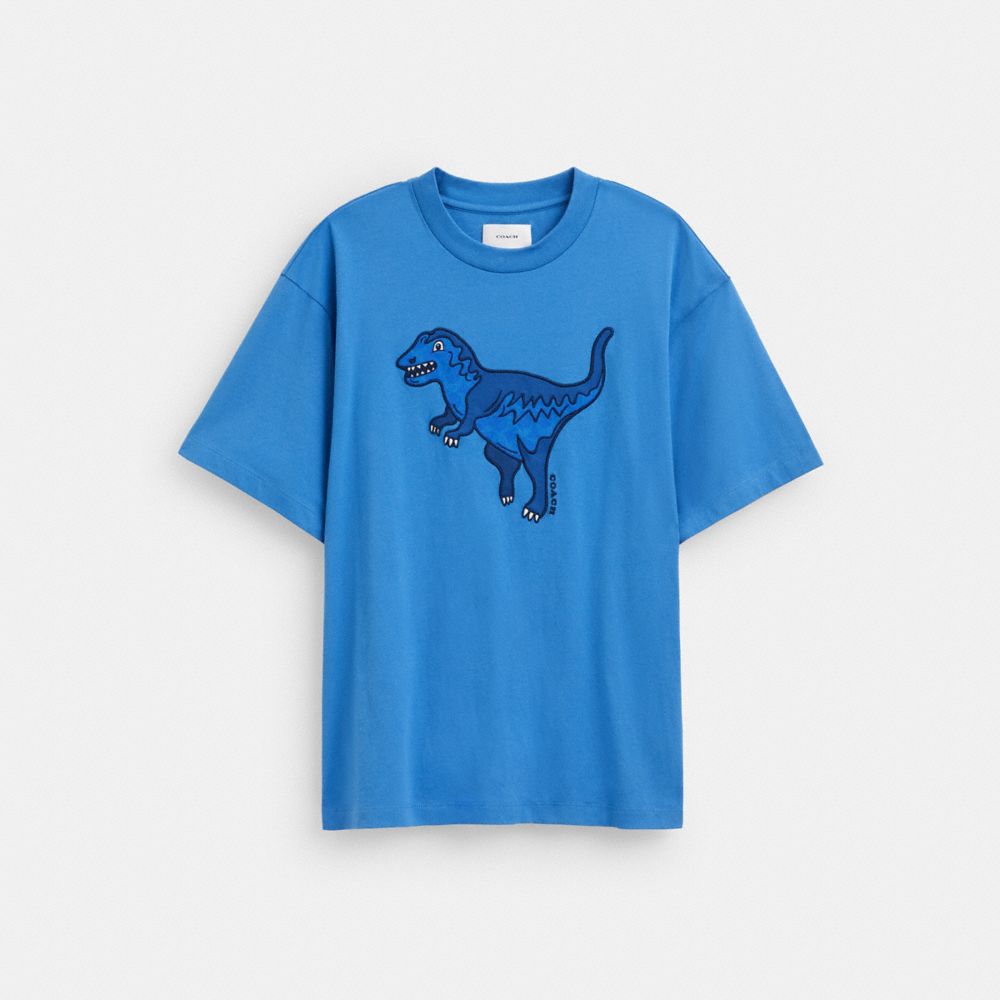 Coach Rexy T Shirt In Organic Cotton Blue | COH866906