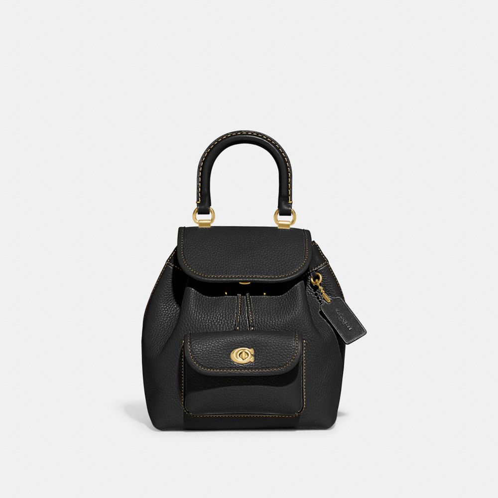 Coach Riya Backpack 21 Glovetanned Leather/Brass/Black | COH865476
